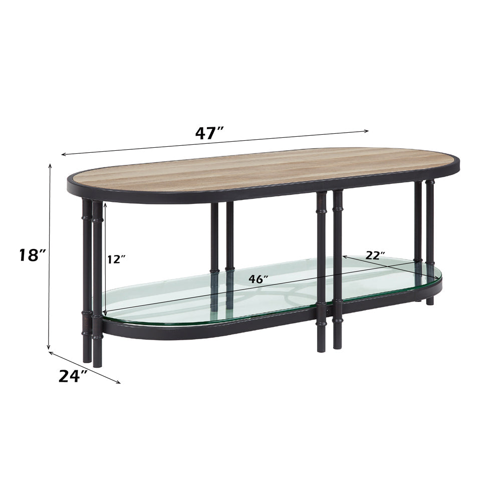 ACME Brantley Oak & Sandy Black Coffee Table Model LV00751