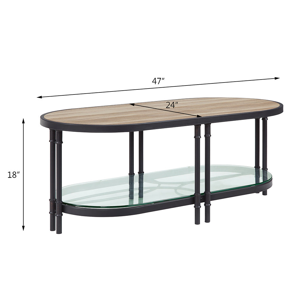 ACME Brantley Oak & Sandy Black Coffee Table Model LV00751