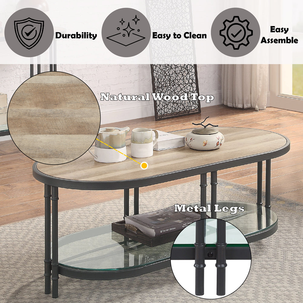 ACME Brantley Oak & Sandy Black Coffee Table Model LV00751