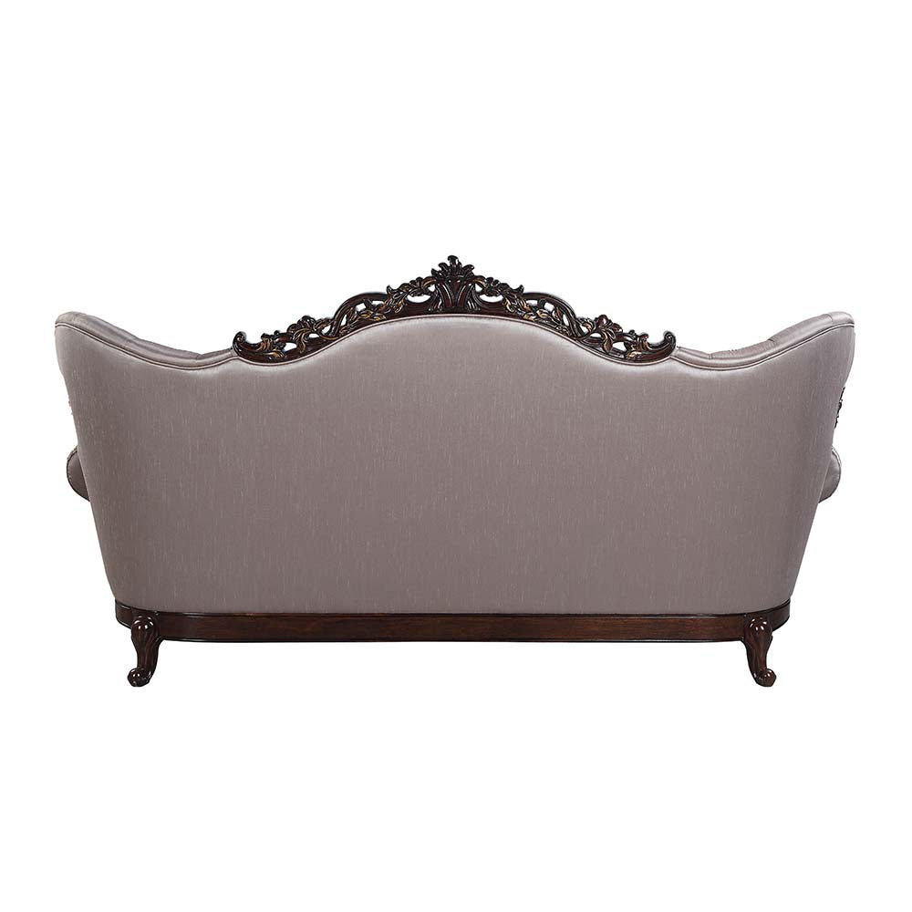 ACME Benbek Fabric & Antique Oak Sofa with 5 Pillows Model LV00809