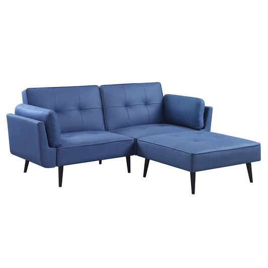 ACME Nafisa Blue Fabric Adjustable Sofa & Ottoman Model LV00823