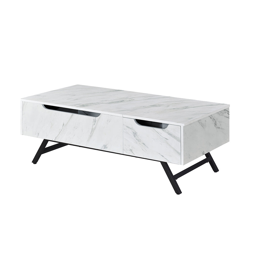 ACME Throm White Marble Grain Coffee Table with Lift Top Model LV00830