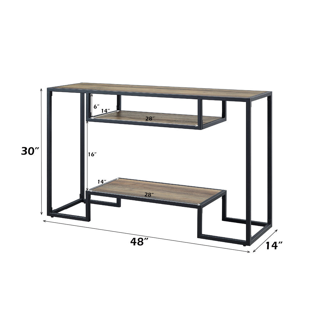 ACME Idella Rustic Oak & Black Sofa Table Model LV00887