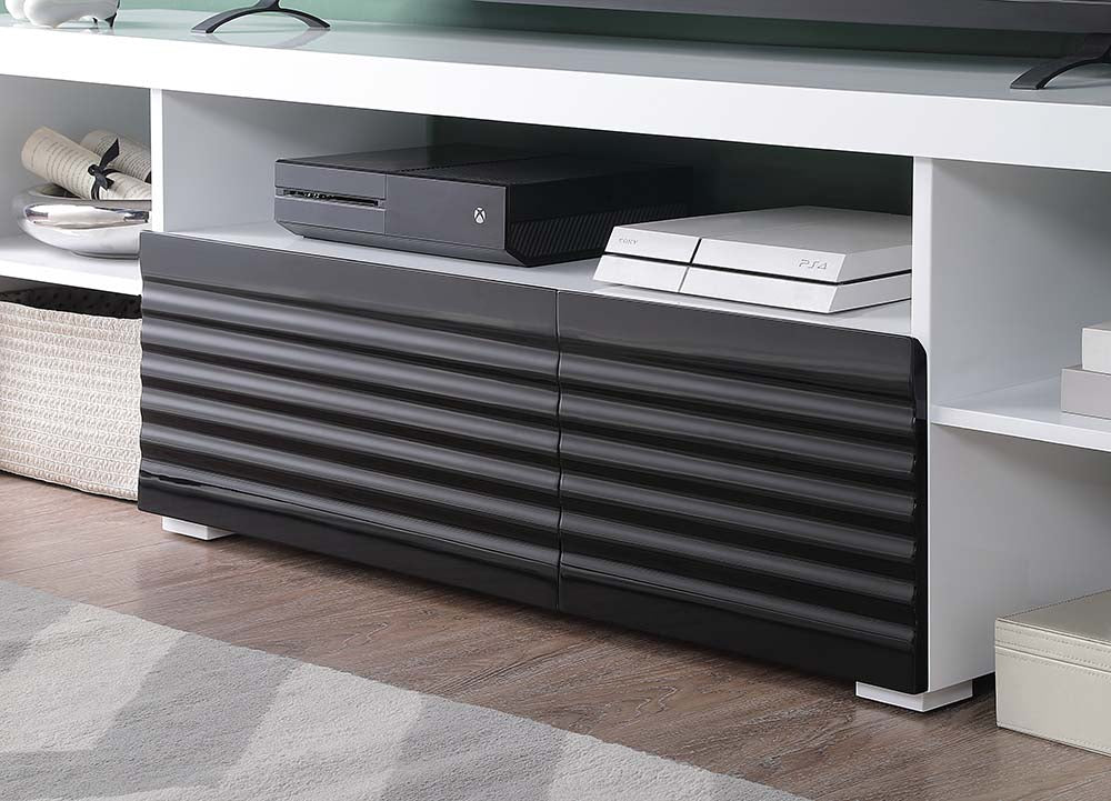 ACME Buck II White & Black High Gloss TV Stand Model LV00998