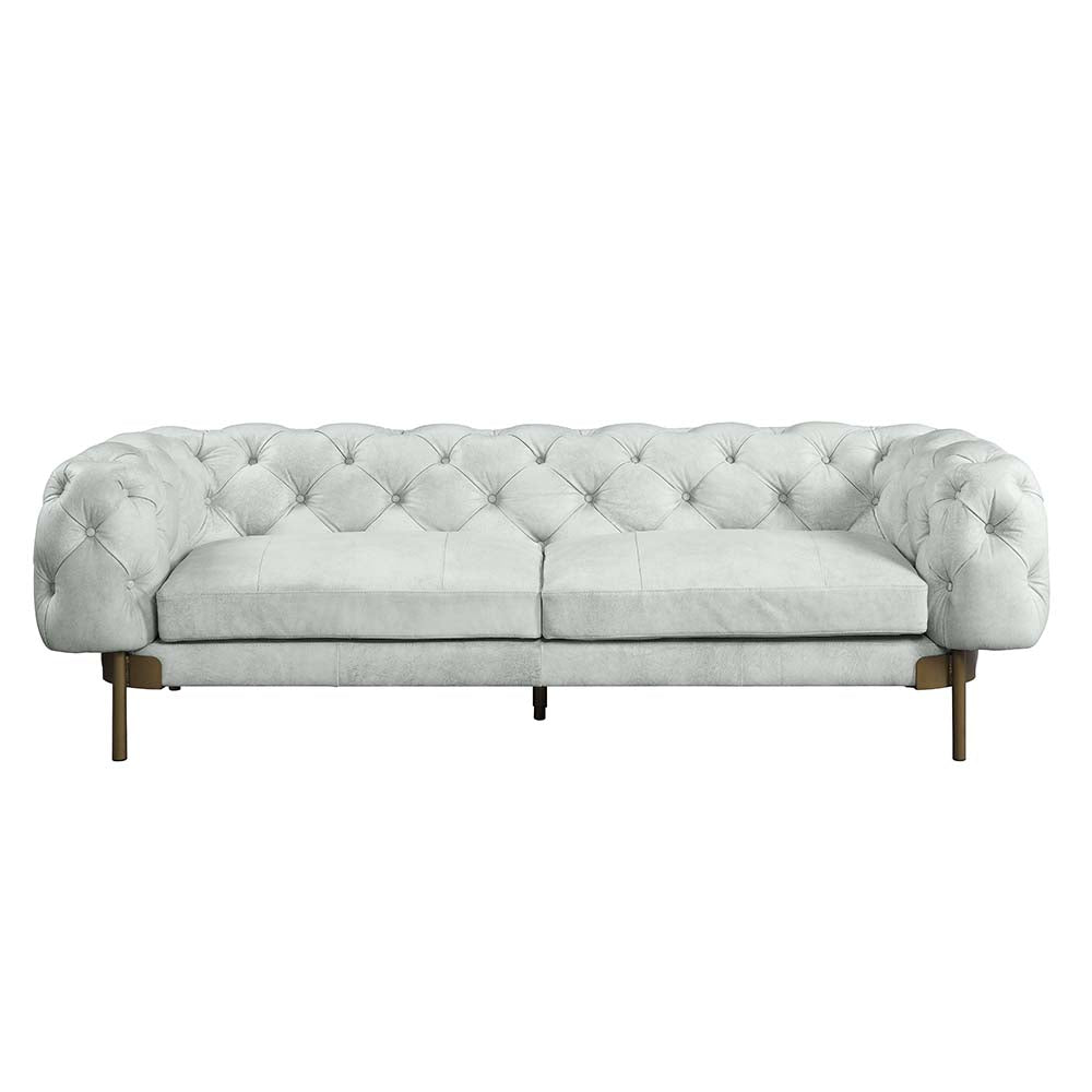 ACME Ragle Vintage White Top Grain Leather Sofa Model LV01021