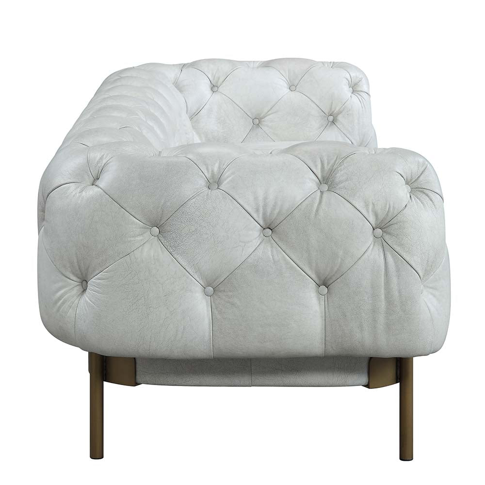 ACME Ragle Vintage White Top Grain Leather Sofa Model LV01021