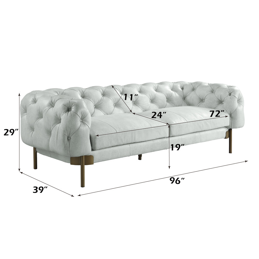 ACME Ragle Vintage White Top Grain Leather Sofa Model LV01021