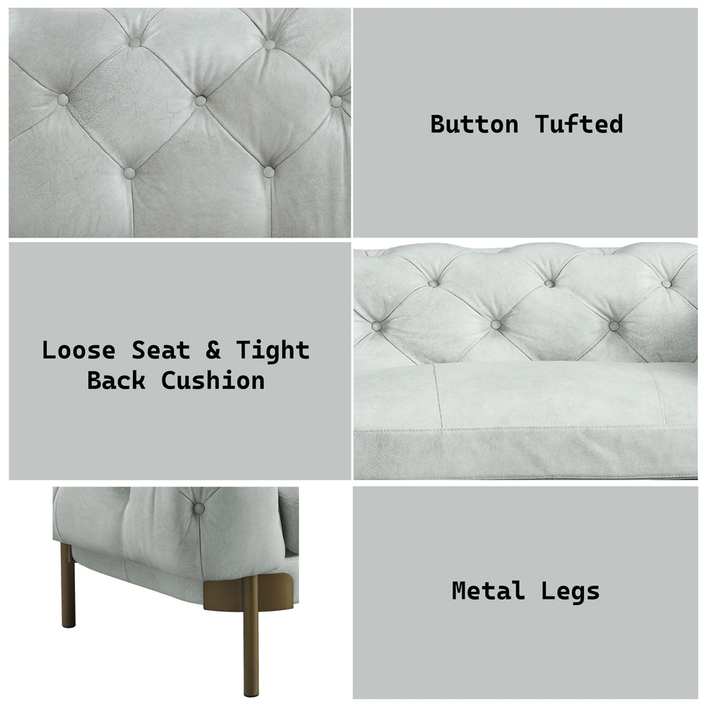 ACME Ragle Vintage White Top Grain Leather Sofa Model LV01021