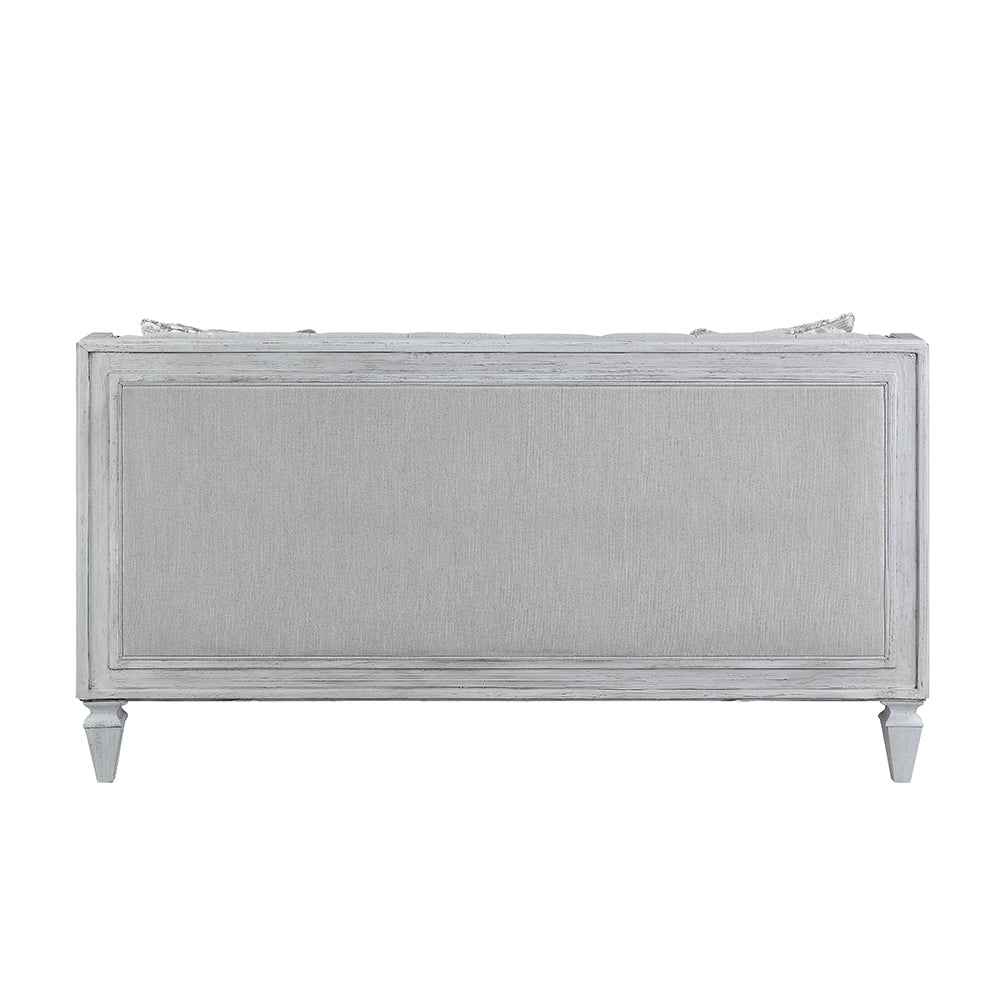ACME Katia Light Gray Linen & Weathered White Loveseat with 2 Pillows Model LV01050