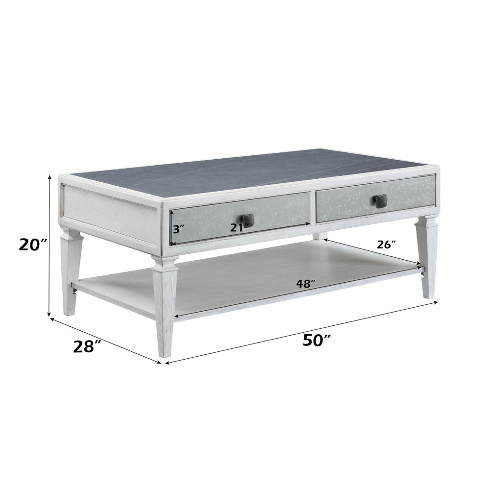 ACME Katia Rustic Gray & Weathered White Coffee Table Model LV01052
