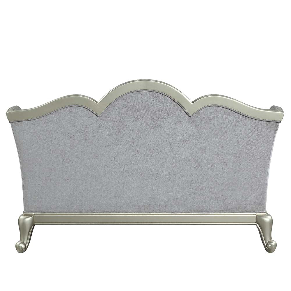 ACME Qunsia Light Gray Linen & Champagne Loveseat with 4 Pillows Model LV01118