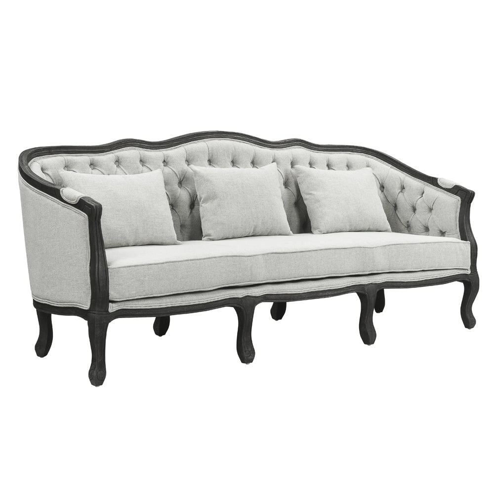 ACME Samael Gray Linen & Dark Brown Sofa with 3 Pillows Model LV01127