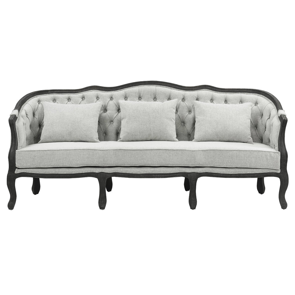 ACME Samael Gray Linen & Dark Brown Sofa with 3 Pillows Model LV01127