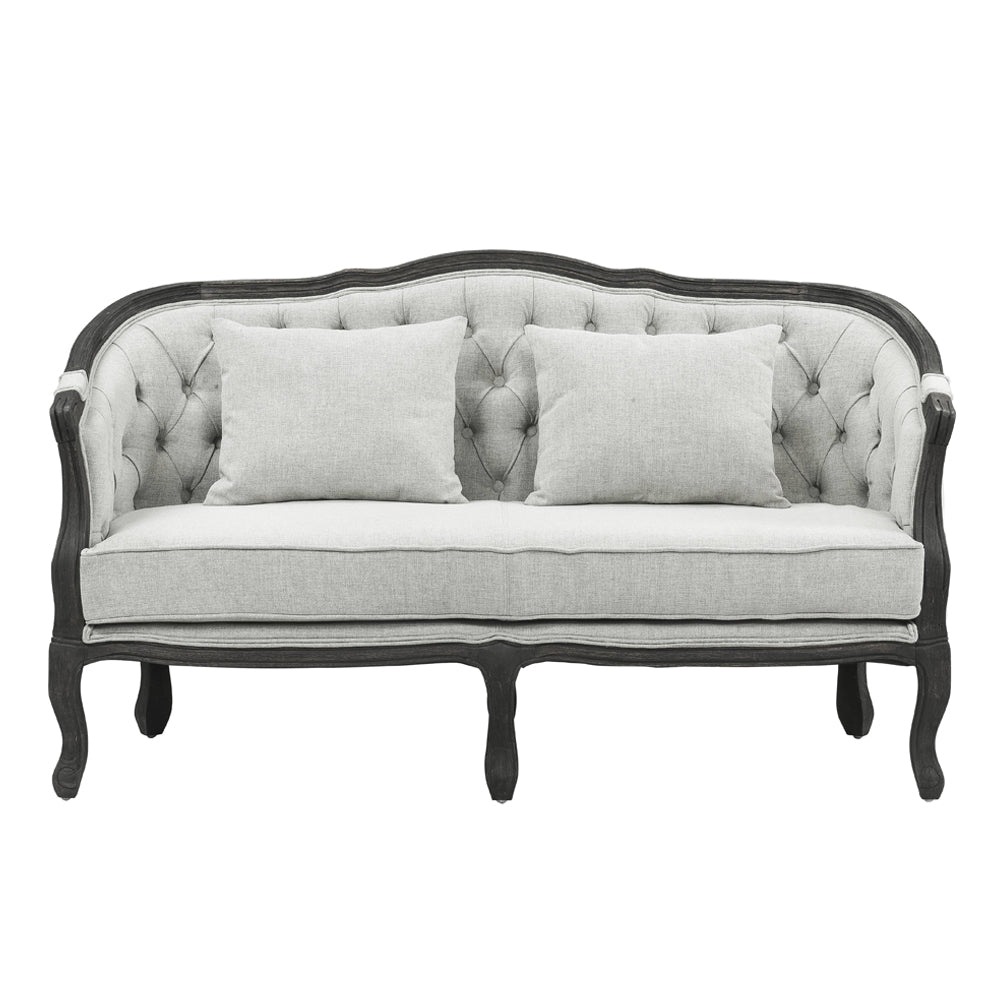 ACME Samael Gray Linen & Dark Brown Loveseat with 2 Pillows Model LV01128