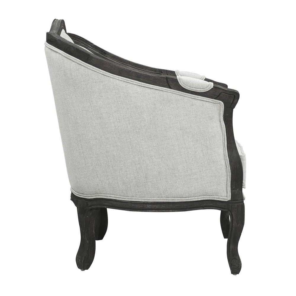 ACME Samael Gray Linen & Dark Brown Loveseat with 2 Pillows Model LV01128