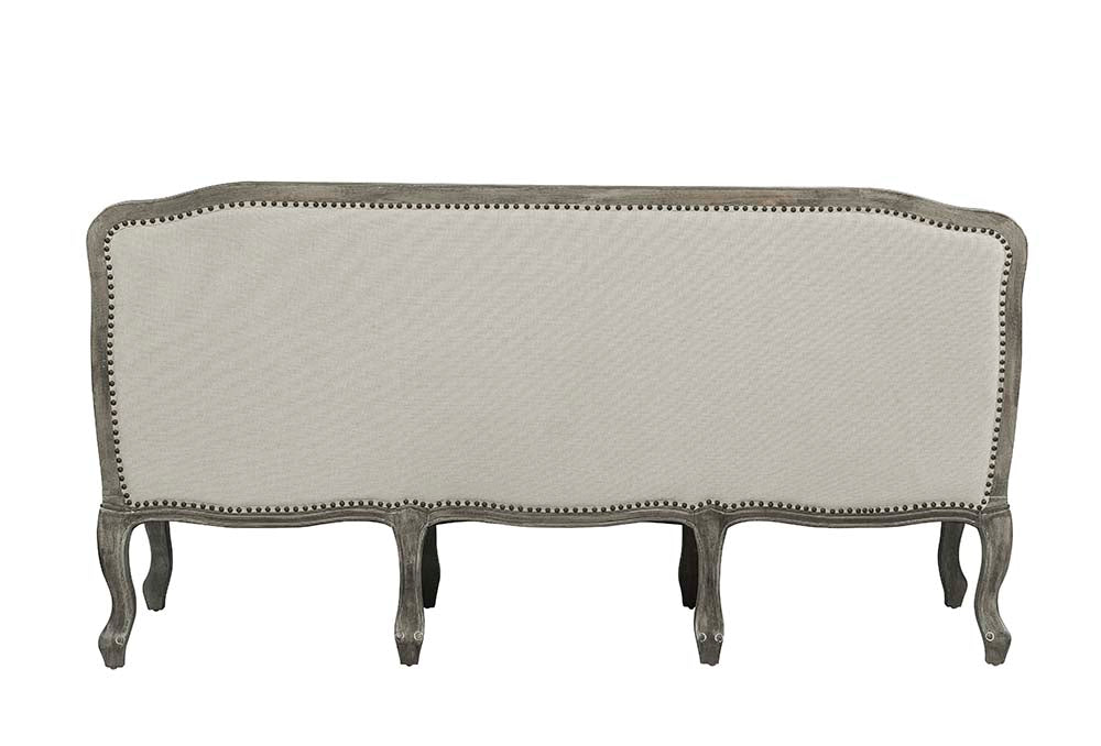 ACME Tania Cream Linen & Brown Sofa with 3 Pillows Model LV01130
