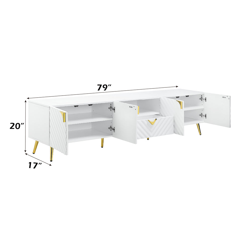 ACME Gaines White High Gloss TV Stand Model LV01138