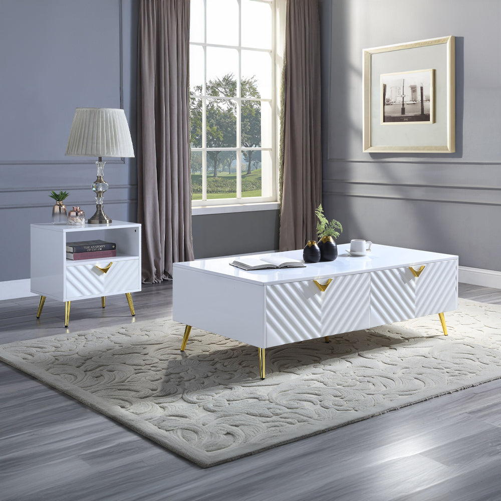 ACME Gaines White High Gloss Coffee Table Model LV01139