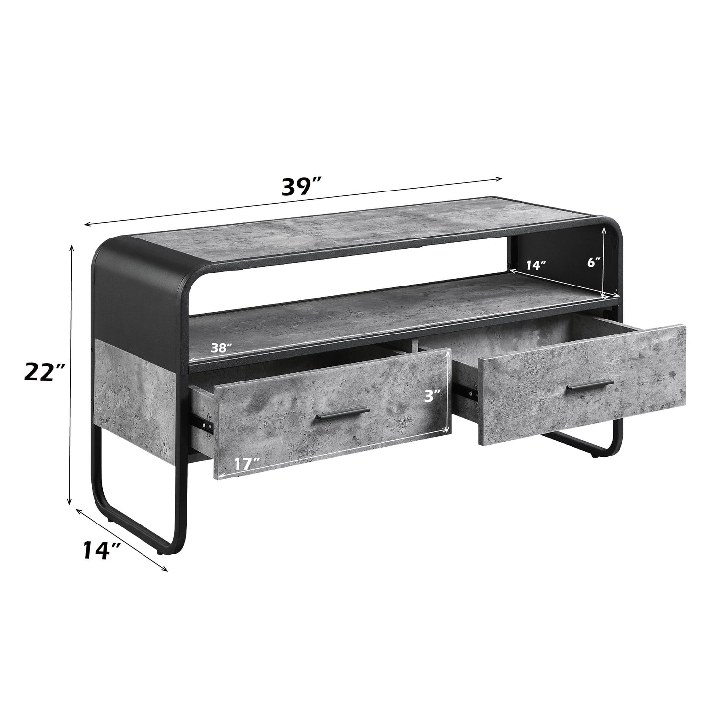ACME Raziela Concrete Gray & Black TV Stand Model LV01143