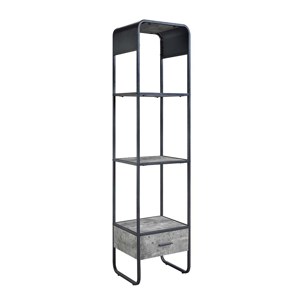 ACME Raziela Concrete Gray & Black TV Stand Side Pier Model LV01144
