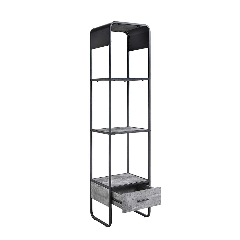ACME Raziela Concrete Gray & Black TV Stand Side Pier Model LV01144