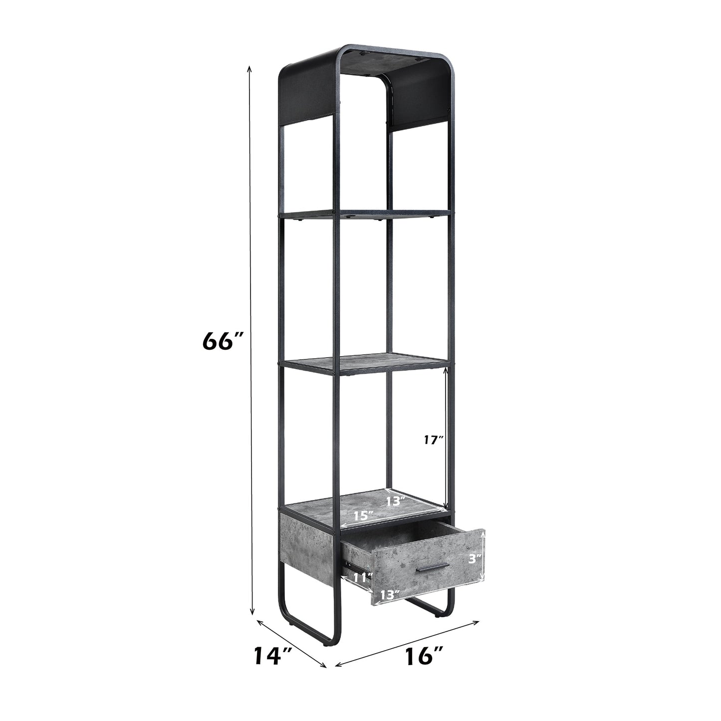 ACME Raziela Concrete Gray & Black TV Stand Side Pier Model LV01144
