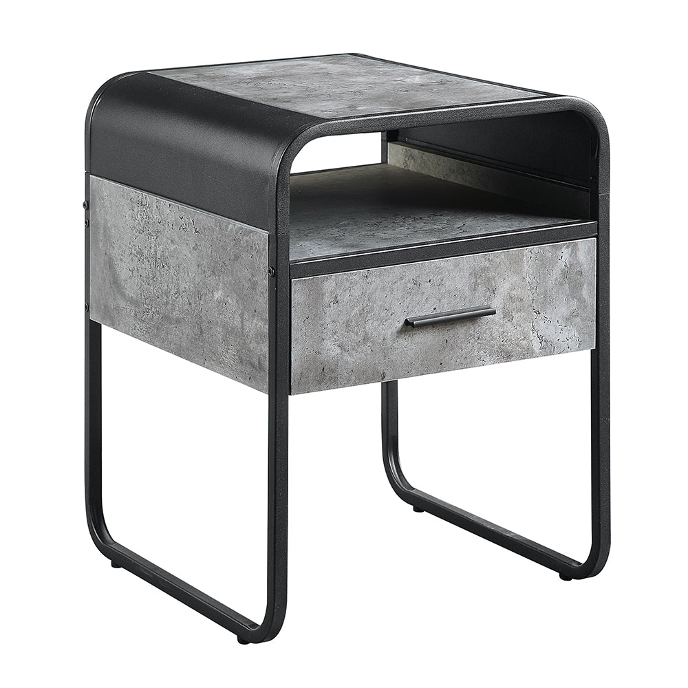 ACME Raziela Concrete Gray & Black End Table Model LV01147