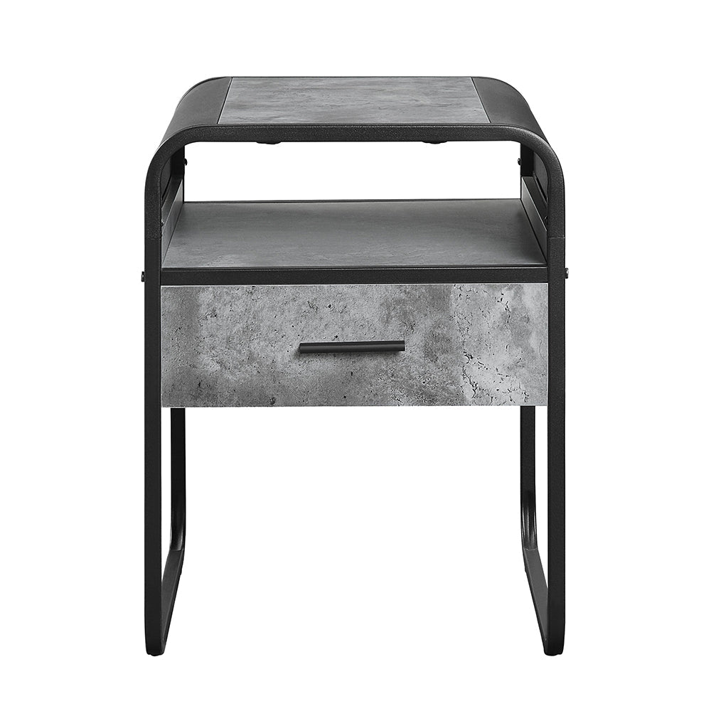 ACME Raziela Concrete Gray & Black End Table Model LV01147