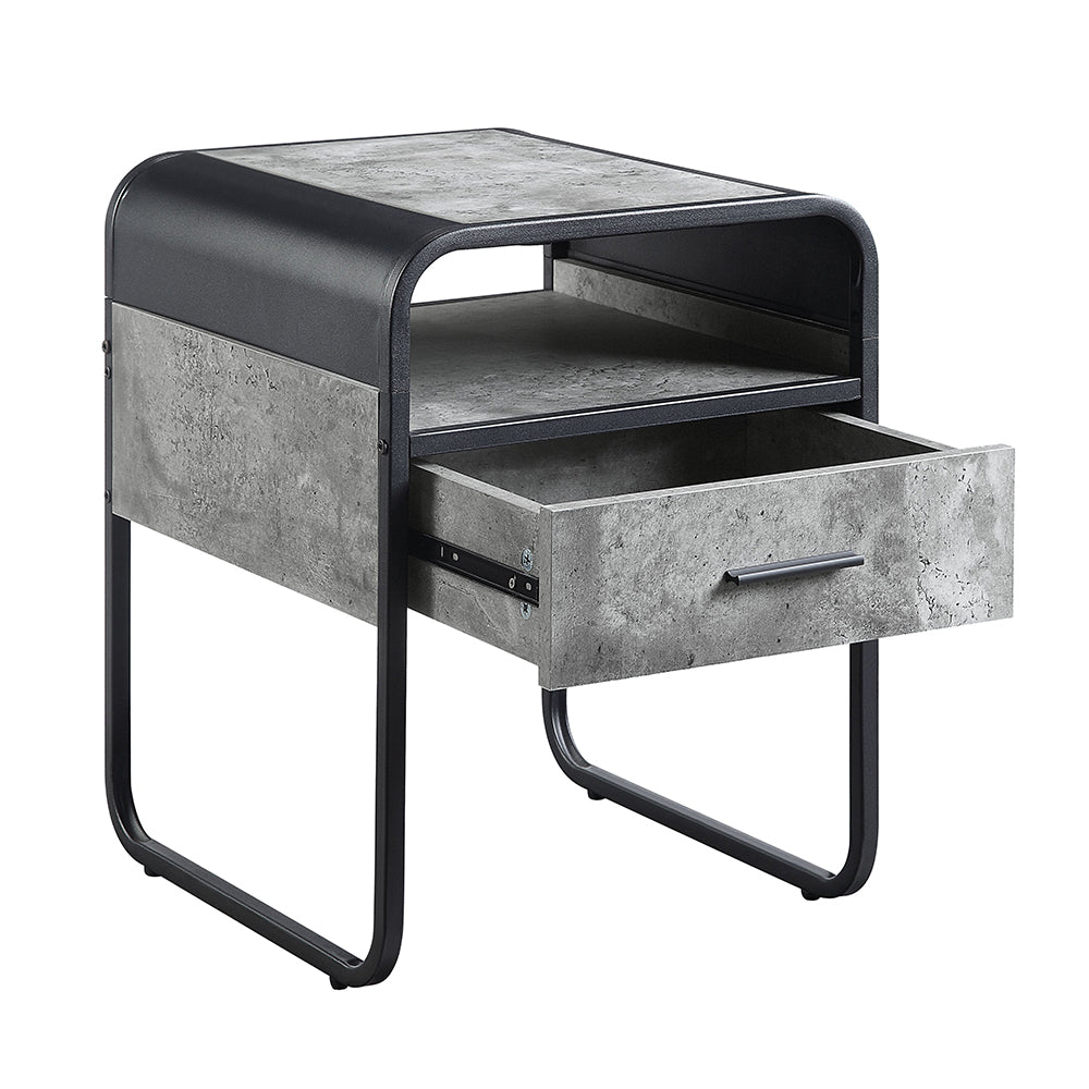 ACME Raziela Concrete Gray & Black End Table Model LV01147