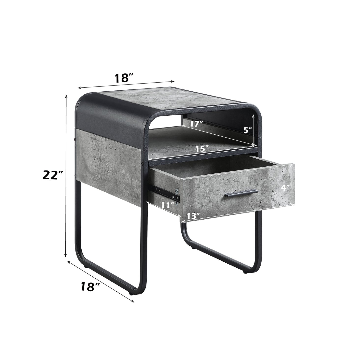 ACME Raziela Concrete Gray & Black End Table Model LV01147