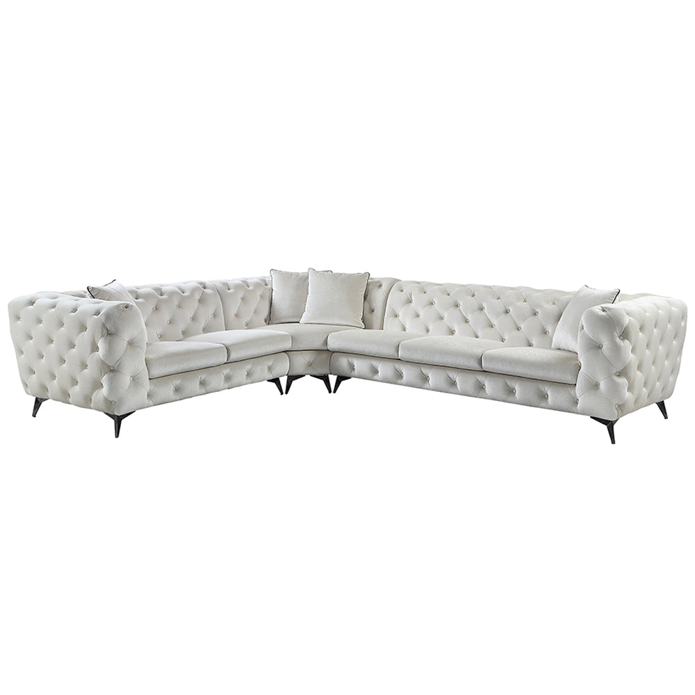 ACME Atronia Beige Fabric Sectional Sofa with 4 Pillows Model LV01160