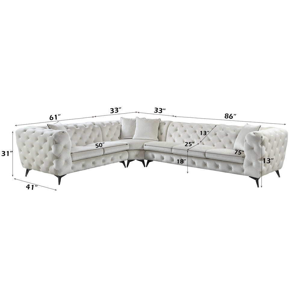ACME Atronia Beige Fabric Sectional Sofa with 4 Pillows Model LV01160