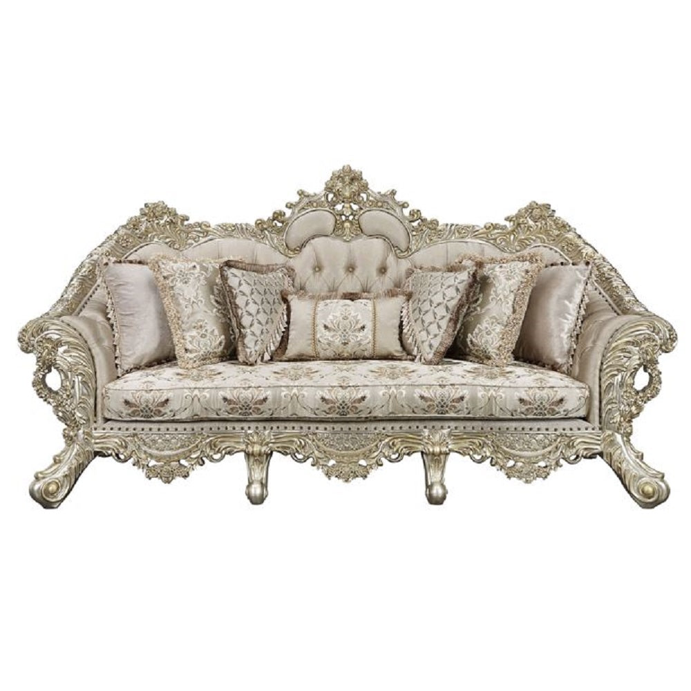 ACME Danae Fabric Champagne & Gold Sofa with 7 Pillows Model LV01193