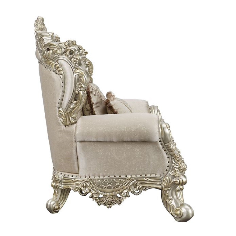 ACME Danae Fabric Champagne & Gold Sofa with 7 Pillows Model LV01193
