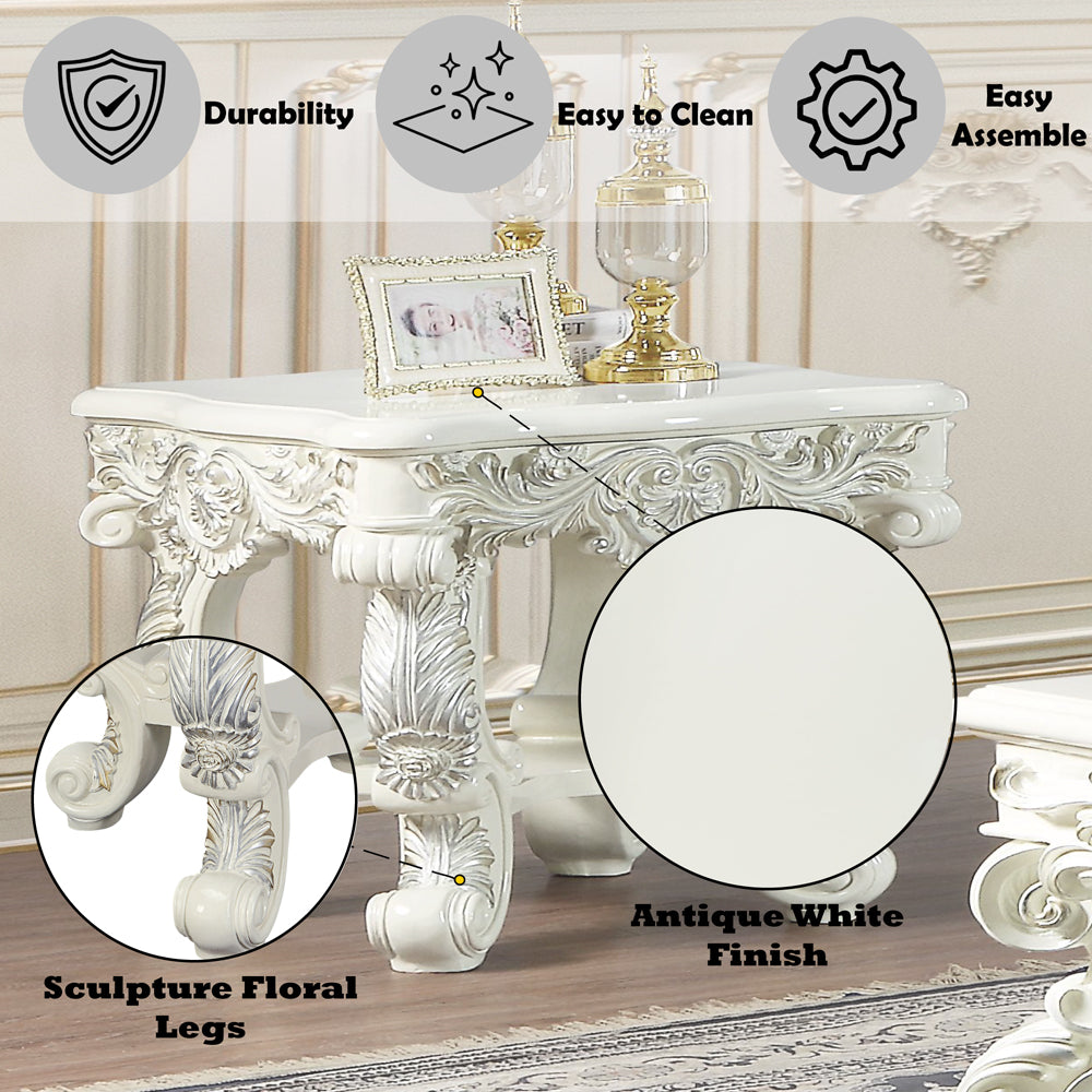 ACME Adara Antique White End Table Model LV01218