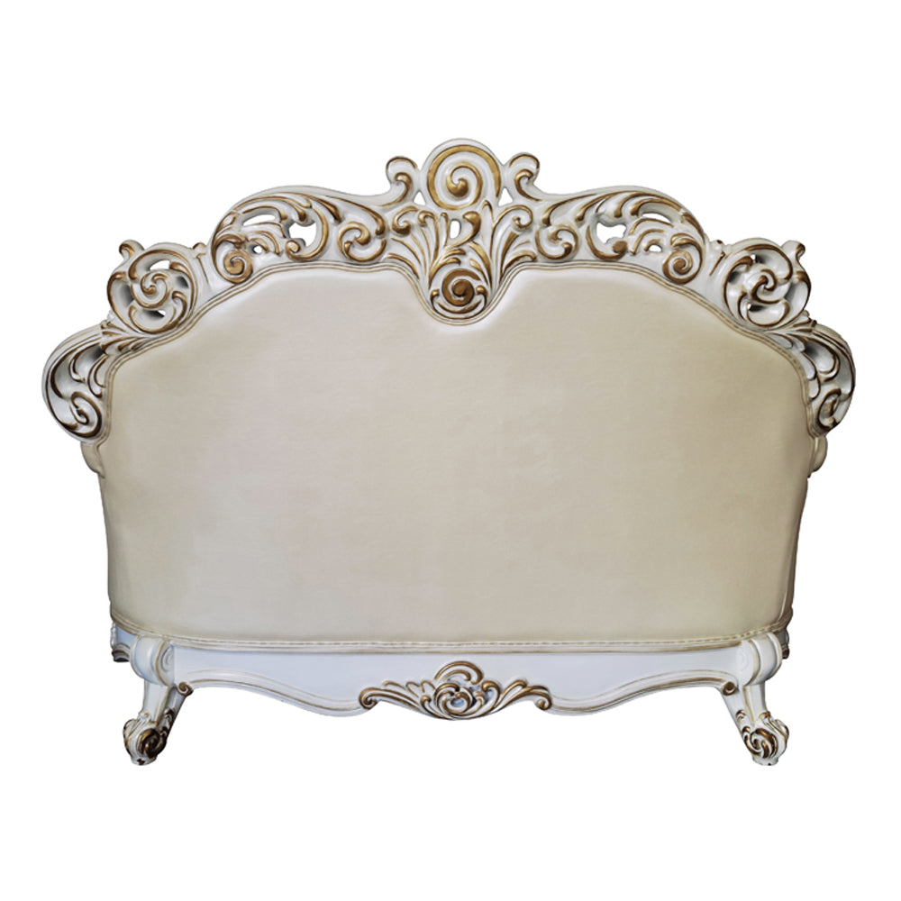ACME Vendome Champagne Synthetic Leather & Antique Pearl Loveseat with 3 Pillows Model LV01325