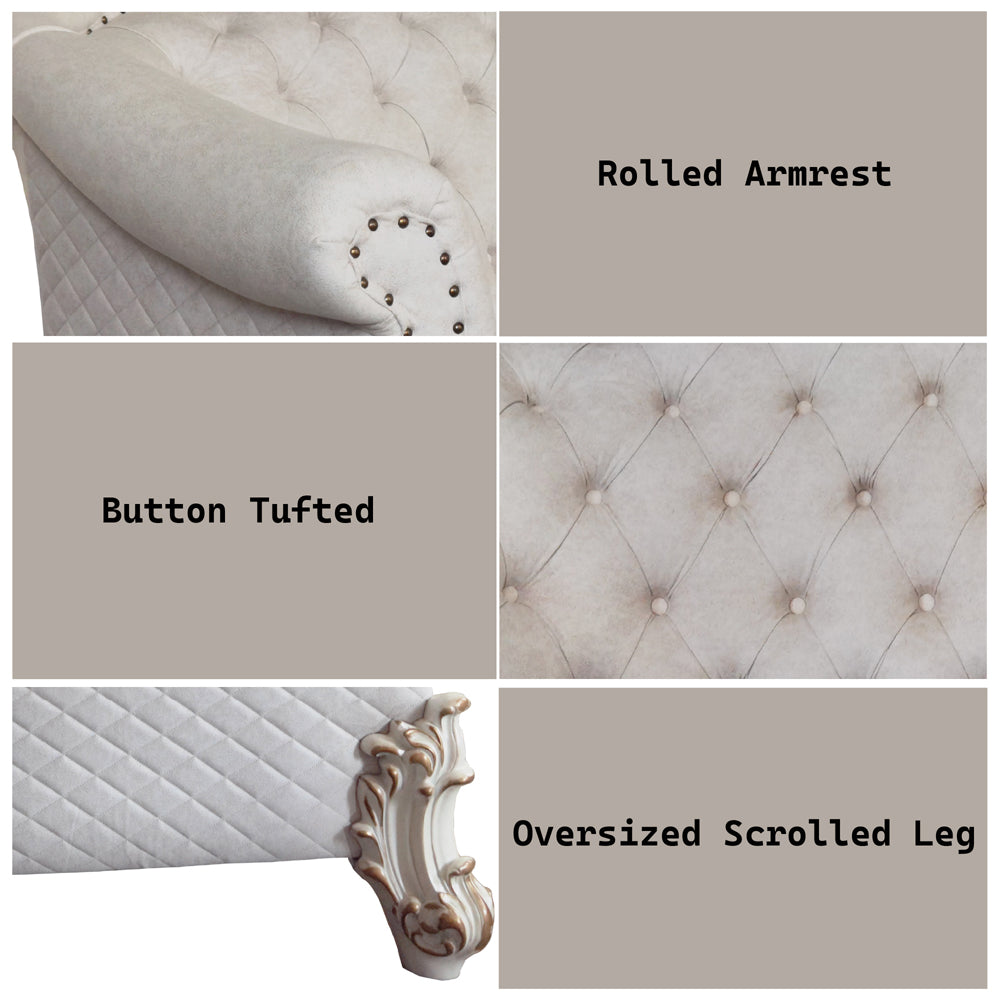 ACME Vendome II Two Tone Ivory Fabric & Antique Pearl Loveseat with 4 Pillows Model LV01330