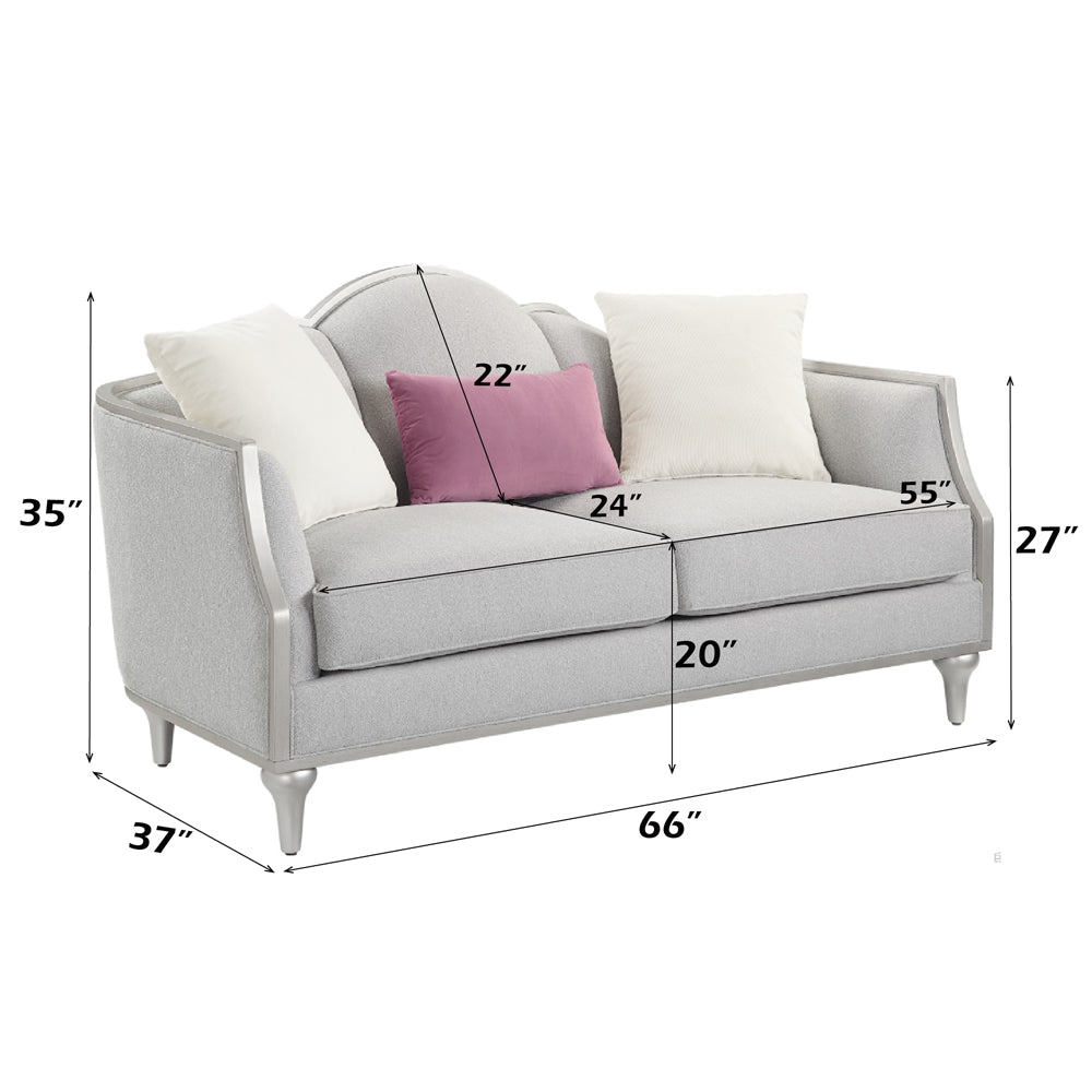 ACME Kasa Beige Linen Loveseat with 3 Pillows Model LV01500