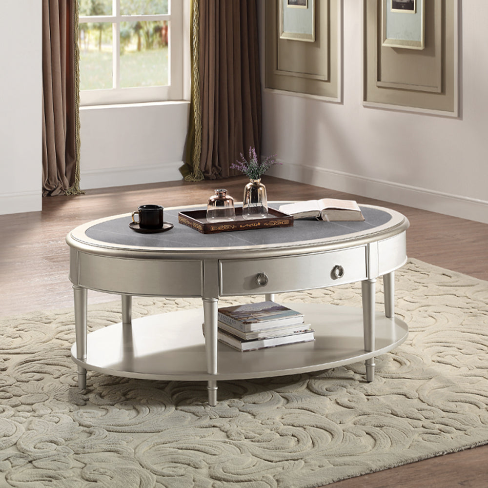ACME Kasa Sintered Stone & Champagne Coffee Table Model LV01502