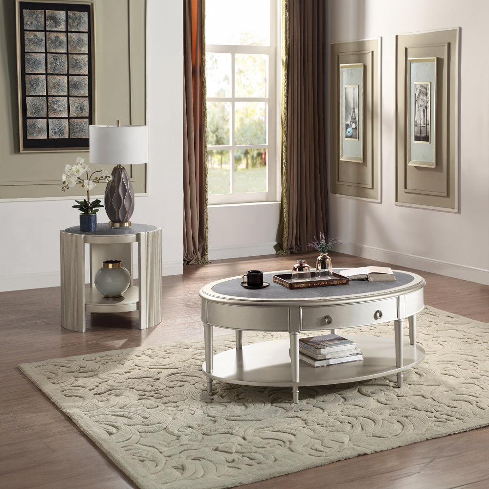 ACME Kasa Sintered Stone & Champagne Coffee Table Model LV01502