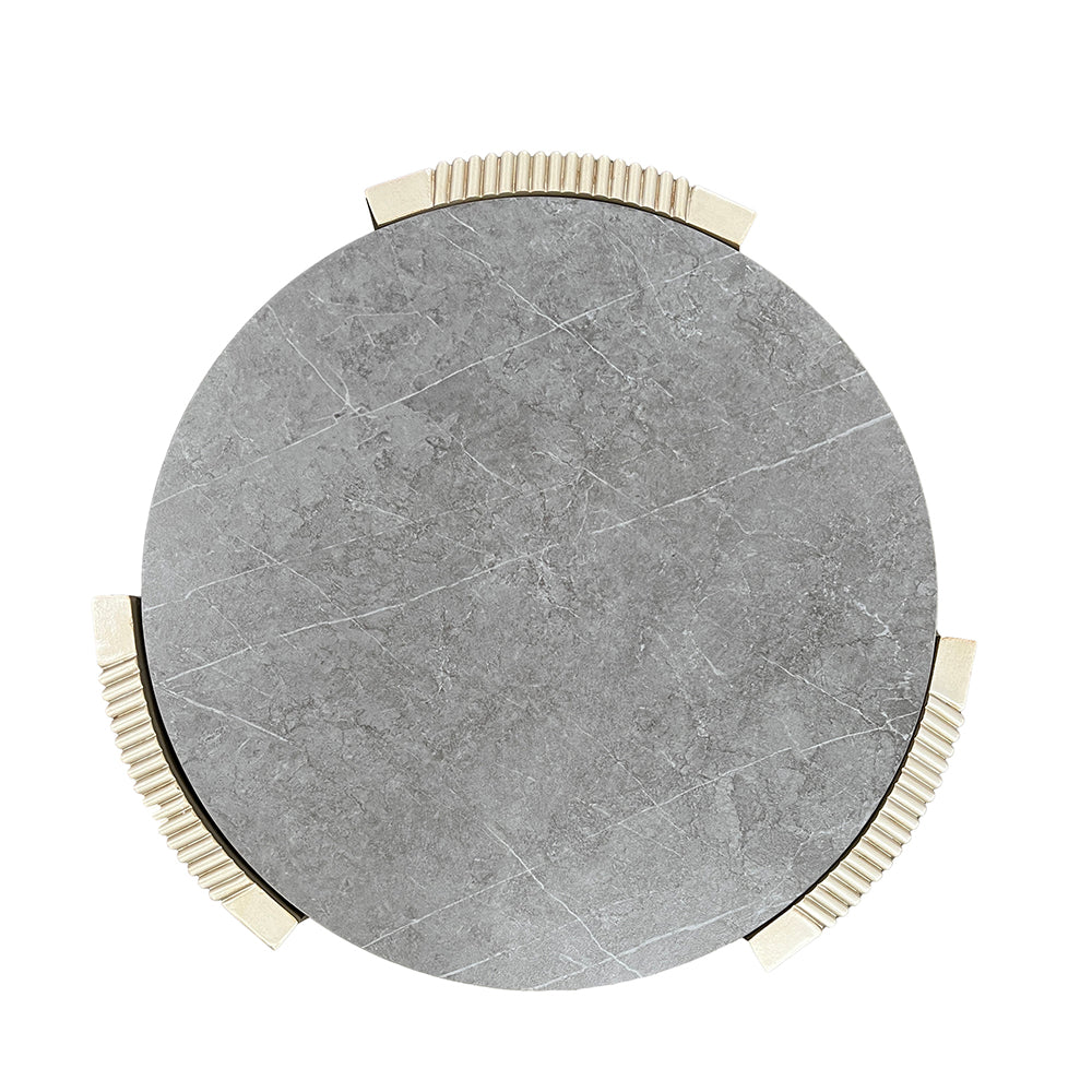 ACME Kasa Sintered Stone & Champagne End Table Model LV01503