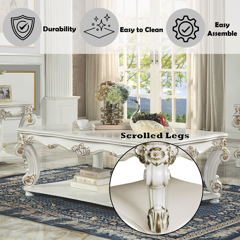 ACME Vendome Antique Pearl Coffee Table (Square) Model LV01526