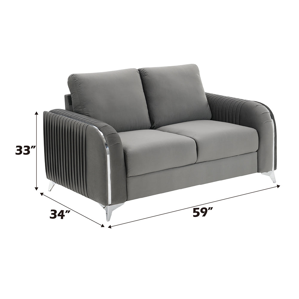 ACME Wenona Gray Velvet Loveseat Model LV01711