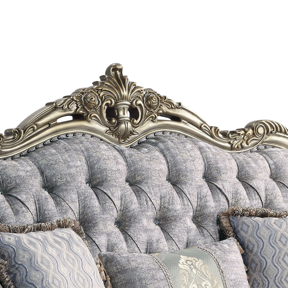 ACME Miliani Fabric & Antique Bronze Loveseat with 3 Pillows Model LV01781