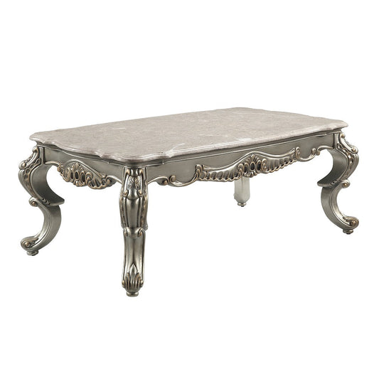 ACME Miliani Natural Marble & Antique Bronze Coffee Table Model LV01783