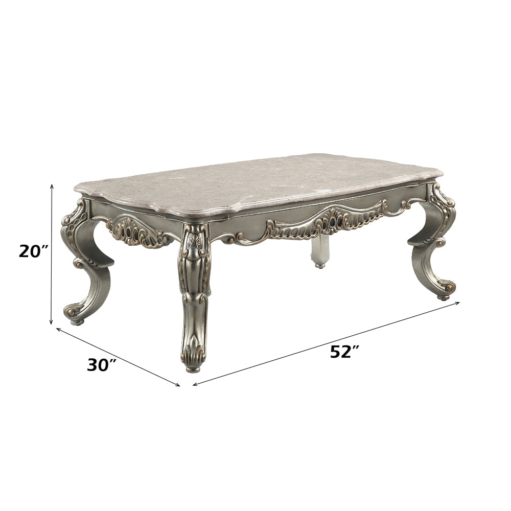 ACME Miliani Natural Marble & Antique Bronze Coffee Table Model LV01783