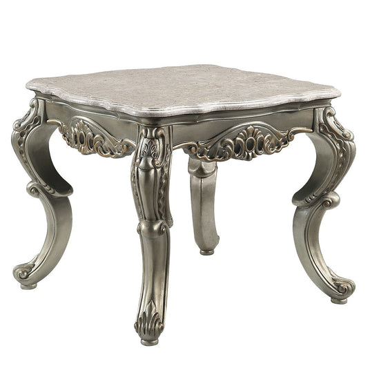 ACME Miliani Natural Marble & Antique Bronze End Table Model LV01784