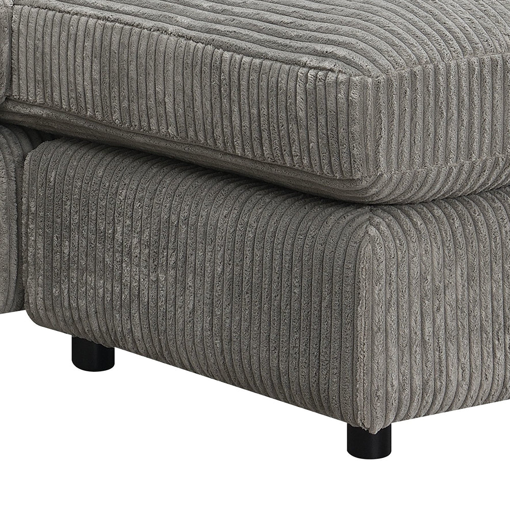 ACME Tavia Gray Corduroy Sectional Sofa with 6 Pillows Model LV01882