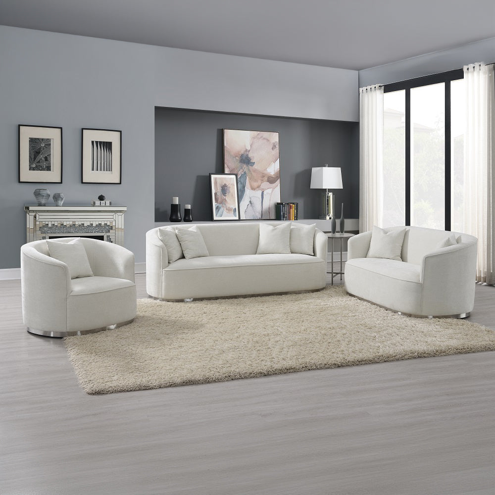 ACME Odette Beige Chenille Loveseat with 2 Pillows Model LV01918