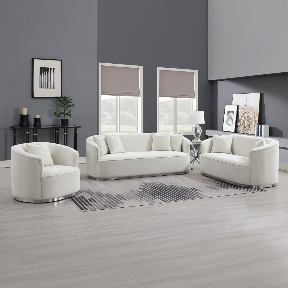 ACME Odette Beige Chenille Loveseat with 2 Pillows Model LV01918